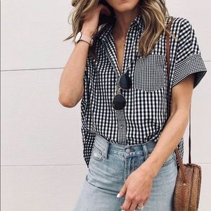 Gingham-Play Button Down Shirt SOLD